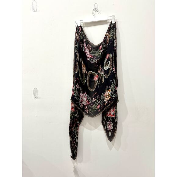 Roberto Cavalli 100% Silk Floral Print Scarf Black Multi One Size - Picture 2 of 3